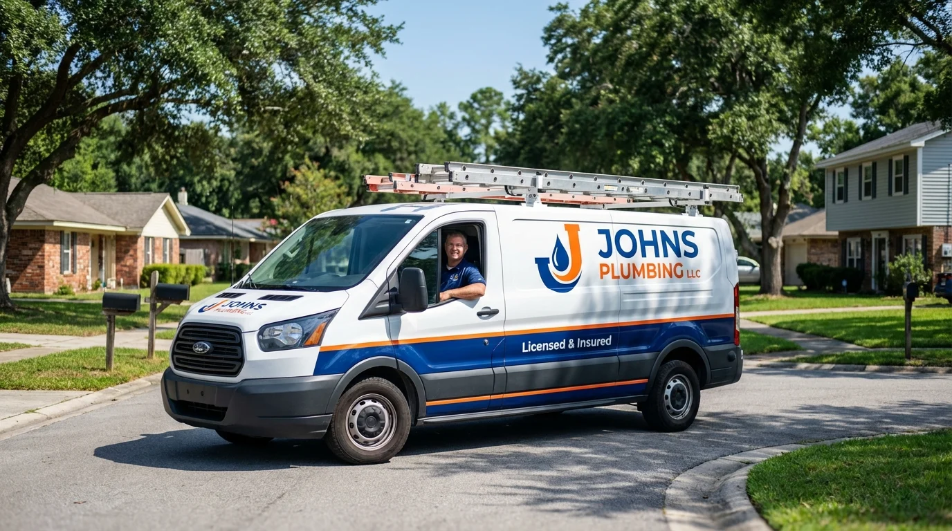 Johns Plumbing LLC service van in Watervliet, MI