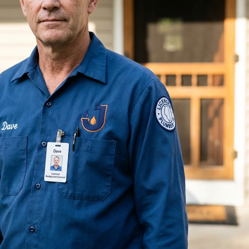 Licensed plumber showing ID badge in Watervliet, MI